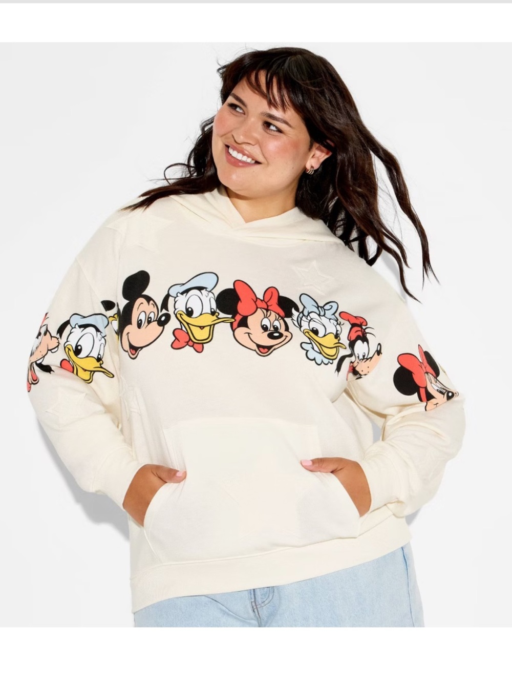 Disney Cream Mickey & Friends Pullover Hoodie - Women's